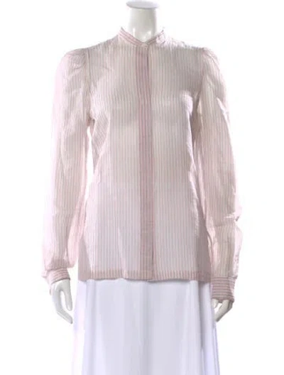 Pre-owned Dries Van Noten Striped Long Sleeve Blouse In Gray