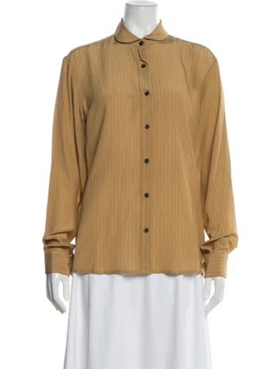 Pre-owned Dries Van Noten Striped Long Sleeve Blouse In Yellow