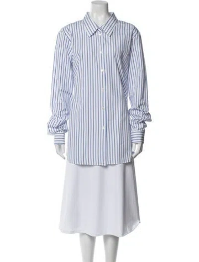 Pre-owned Dries Van Noten Striped Long Sleeve Button-up Top In Multi