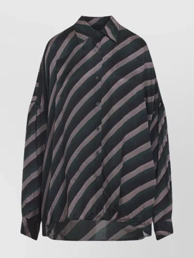 Dries Van Noten Striped Long Sleeve Casual Shirt In Multi
