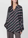 Dries Van Noten Flowing Viscose Striped Shirt In Green