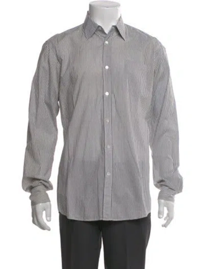 Pre-owned Dries Van Noten Striped Long Sleeve Dress Shirt In Black