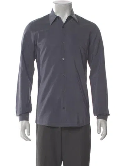 Pre-owned Dries Van Noten Striped Long Sleeve Dress Shirt In Blue