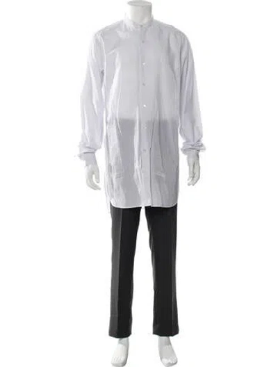 Pre-owned Dries Van Noten Striped Long Sleeve Dress Shirt In Gray