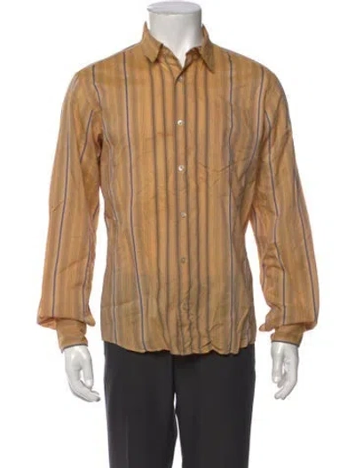 Pre-owned Dries Van Noten Striped Long Sleeve Dress Shirt In Neutral