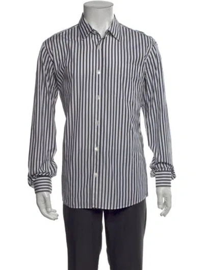 Pre-owned Dries Van Noten Striped Long Sleeve Dress Shirt In Neutral