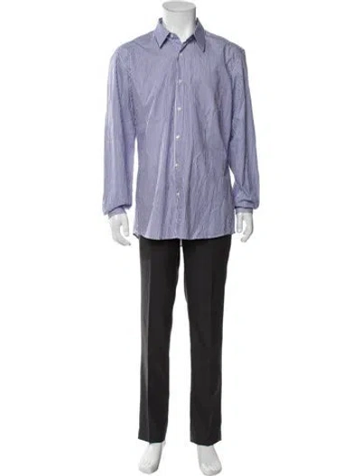 Pre-owned Dries Van Noten Striped Long Sleeve Shirt In White