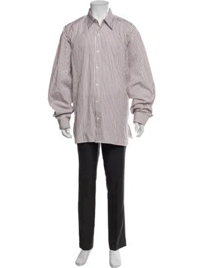 Pre-owned Dries Van Noten Striped Long Sleeve Shirt In White
