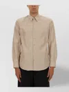 Dries Van Noten Striped Long Sleeve Shirt With Button-down Collar In Neutral