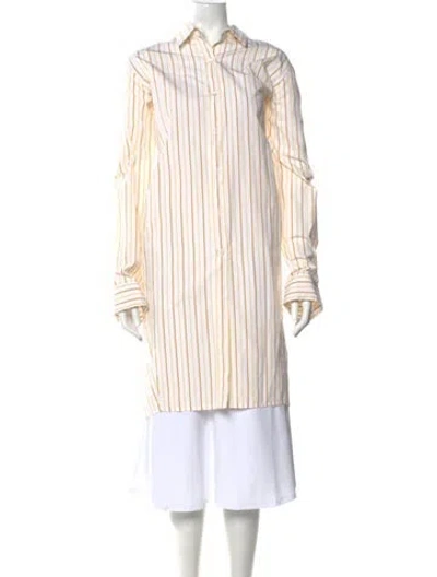 Pre-owned Dries Van Noten Striped Long Sleeve Tunic W/ Tags In White/yellow