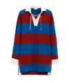 Dries Van Noten Striped Loose Polo Shirt In Blue