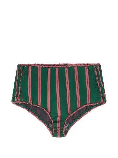 Dries Van Noten Striped Micro Shorts In Green