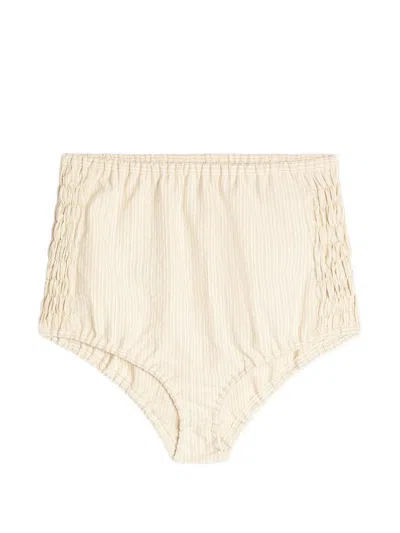 Dries Van Noten Striped Micro Shorts In Neutral