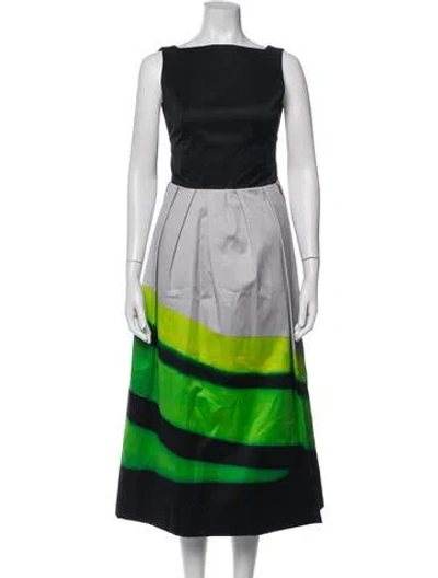 Pre-owned Dries Van Noten Striped Midi Length Dress In Black