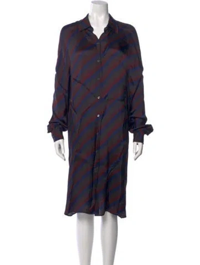 Pre-owned Dries Van Noten Striped Midi Length Dress In Blue