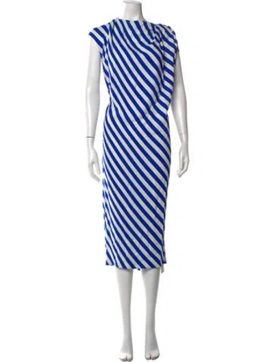 Pre-owned Dries Van Noten Striped Midi Length Dress In Blue