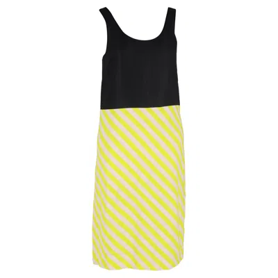 Dries Van Noten Striped Midi Length Dress In Yellow Viscose