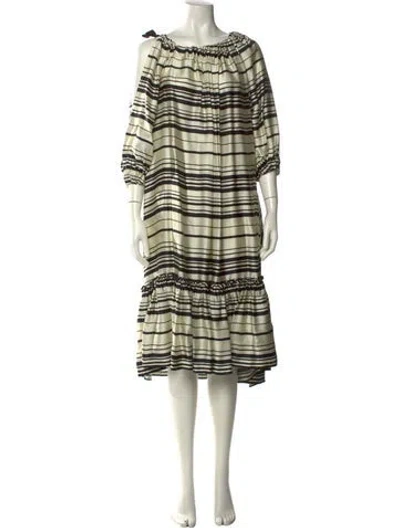 Pre-owned Dries Van Noten Striped Midi Length Dress In Neutral