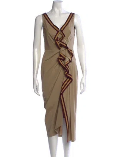 Pre-owned Dries Van Noten Striped Midi Length Dress In Neutral