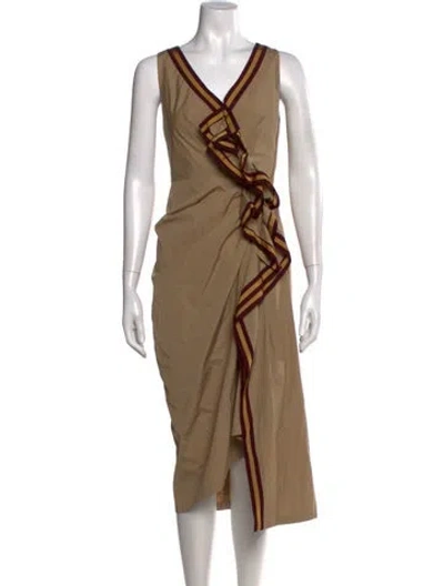 Pre-owned Dries Van Noten Striped Midi Length Dress In Neutral