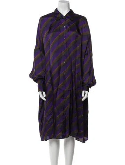 Pre-owned Dries Van Noten Striped Midi Length Dress In Purple
