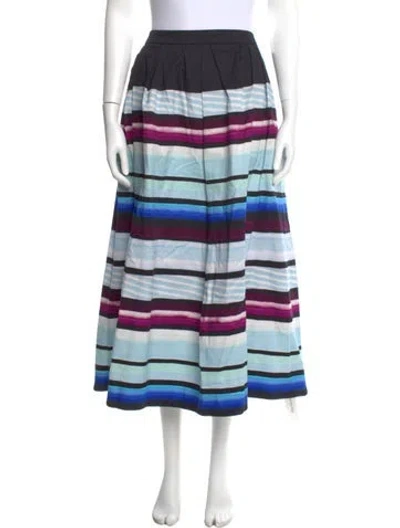 Pre-owned Dries Van Noten Striped Midi Length Skirt In Blue