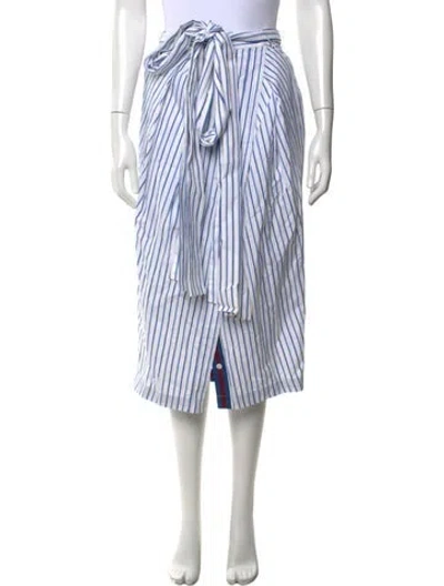 Pre-owned Dries Van Noten Striped Midi Length Skirt In Blue