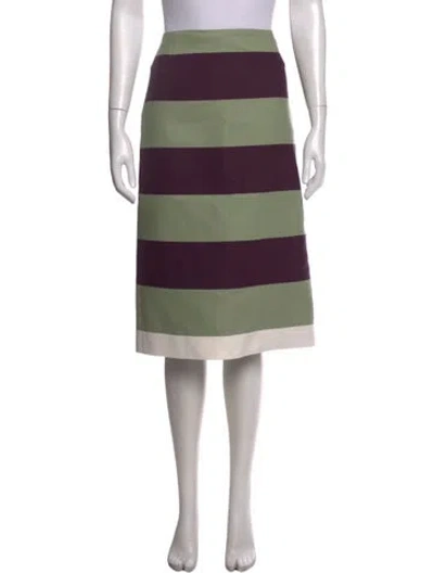 Pre-owned Dries Van Noten Striped Midi Length Skirt In Green/purple