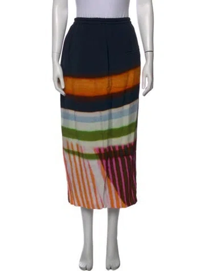 Pre-owned Dries Van Noten Striped Midi Length Skirt In Multicolor