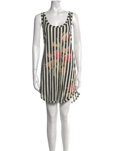 Pre-owned Dries Van Noten Striped Mini Dress In Black/neutrals