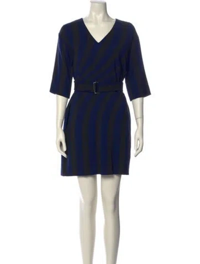 Pre-owned Dries Van Noten Striped Mini Dress In Blue