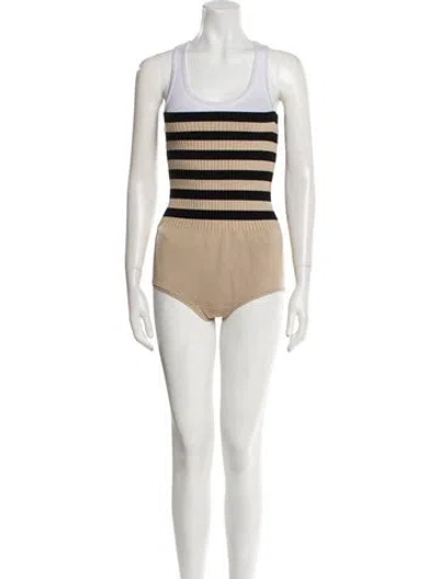 Pre-owned Dries Van Noten Striped Mini Shorts In Brown