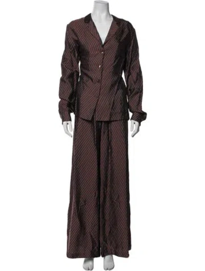 Pre-owned Dries Van Noten Striped Pant Set In Burgundy
