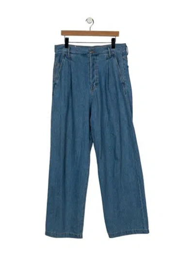 Pre-owned Dries Van Noten Striped Pants In Blue