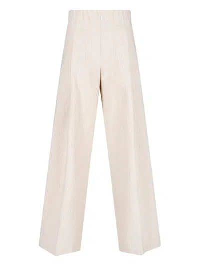 Dries Van Noten Striped Pants In White