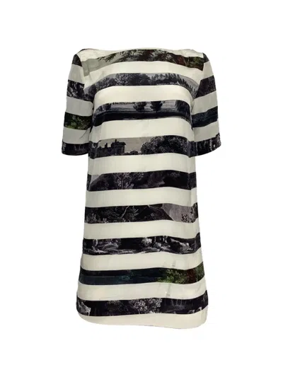 Pre-owned Dries Van Noten Striped-pattern Landscape Dress In White