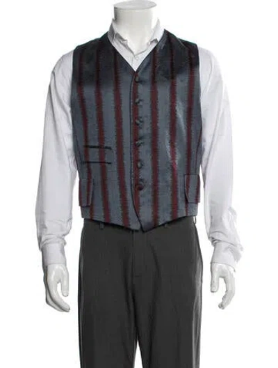 Pre-owned Dries Van Noten Striped Pleated Accents Suit Vest In Blue