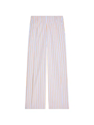 Dries Van Noten Striped Pleated Trousers In Blue