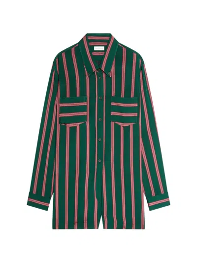 Dries Van Noten Striped Pocket Playsuit In Multi