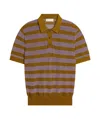 Dries Van Noten Crewneck Striped Short Sleeve Sweater In Brown