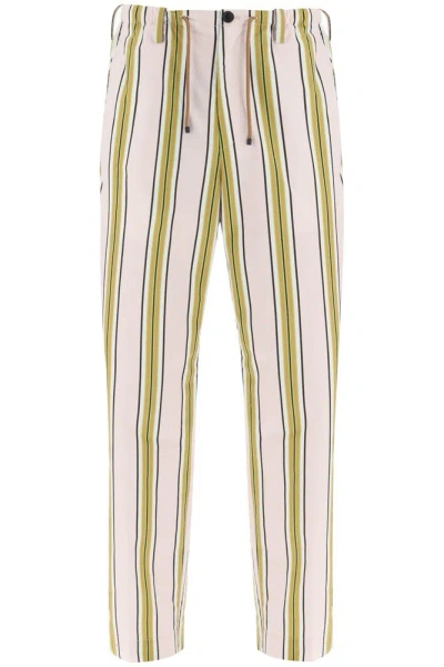 Dries Van Noten Striped Popeline Trousers In Multicolor