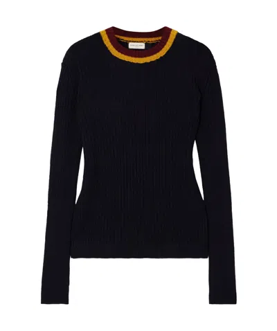Dries Van Noten Striped Rib Sweater In Black