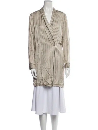 Pre-owned Dries Van Noten Striped Robe In Neutral