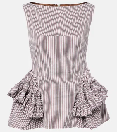 Dries Van Noten Striped Ruffled Cotton And Silk Top In Multi