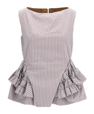 Dries Van Noten Striped Ruffled Vest In Multi
