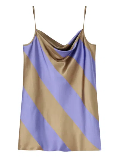 Dries Van Noten Striped Satin Tank Top In Brown