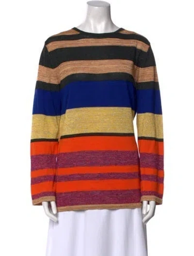 Pre-owned Dries Van Noten Striped Scoop Neck Polo In Orange