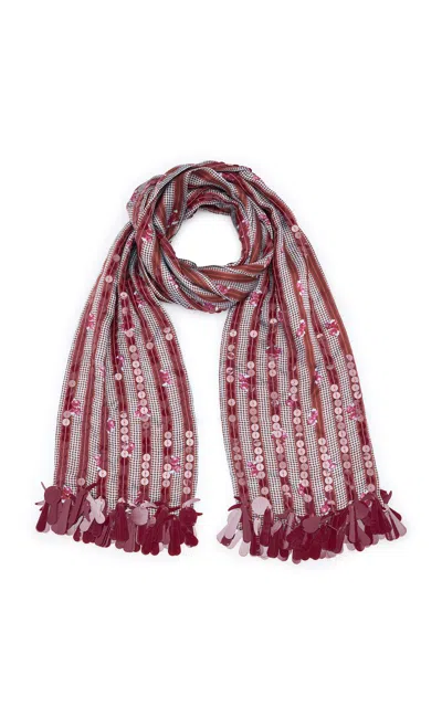 Dries Van Noten Striped Sequin Scarf In Pink