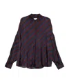 Dries Van Noten Striped Long Sleeve Collared Shirt In Blue