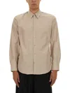 Dries Van Noten Striped Long Sleeve Shirt With Button-down Collar In Brown